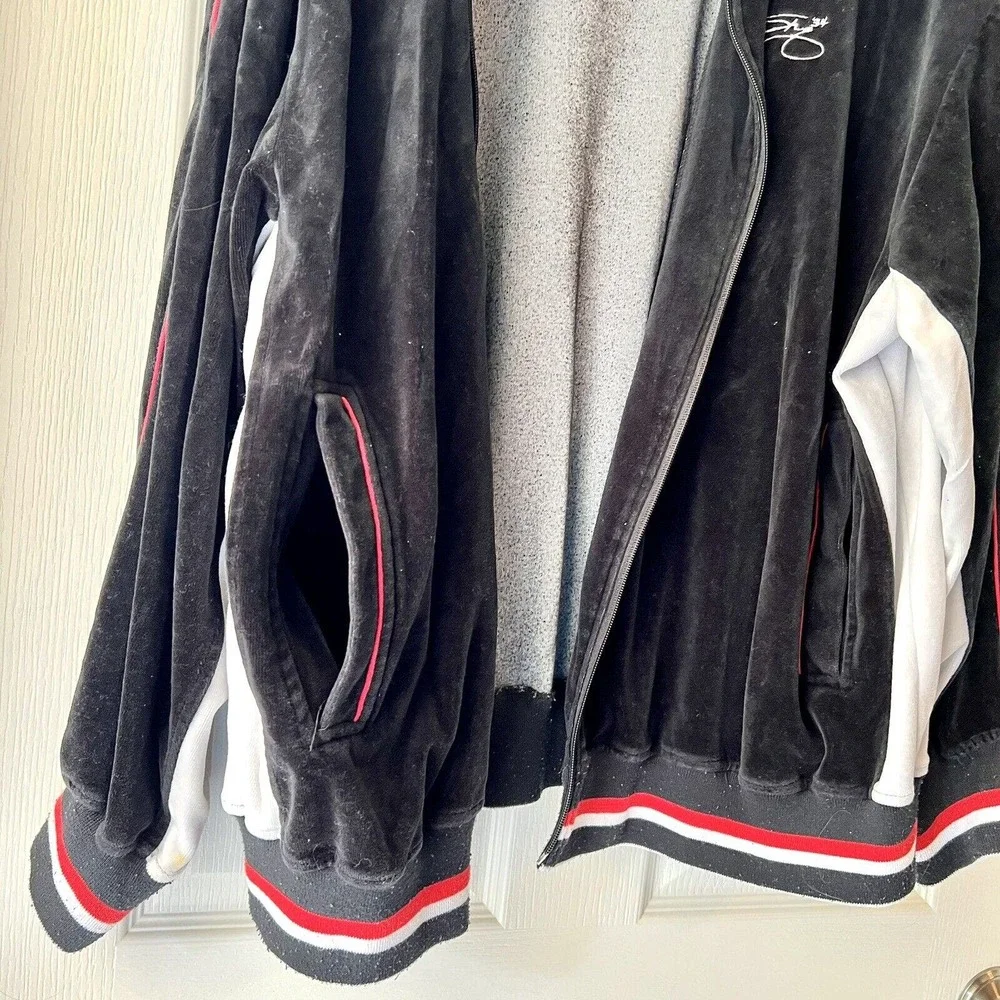 Nike Shaq Men's XL Black White Stripe Full Zip Jacket Track Coat Jumpman Warmup